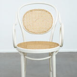 Vintage white bistro chair with armrests in Thonet style