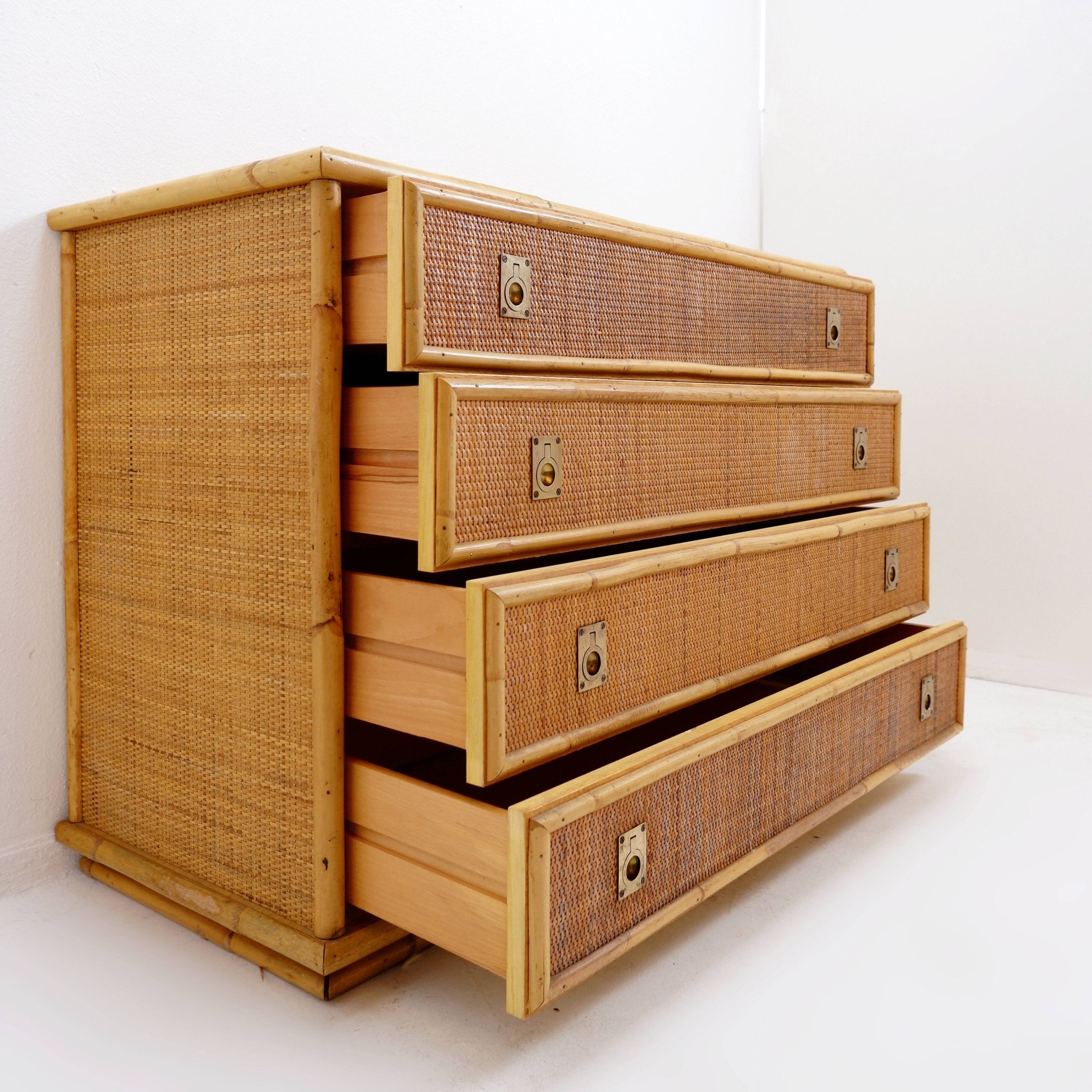 Dal Vera chest of drawers in bamboo and wicker/rattan, Italy 1960s
