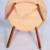 Mid-Century Small Round Table By JITONA, Beech, Walnut, Czechia, 1950s