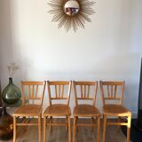 Set of 4 bistro chairs in beech wood 50s
