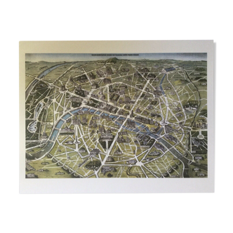 Historic map of Paris in 1864