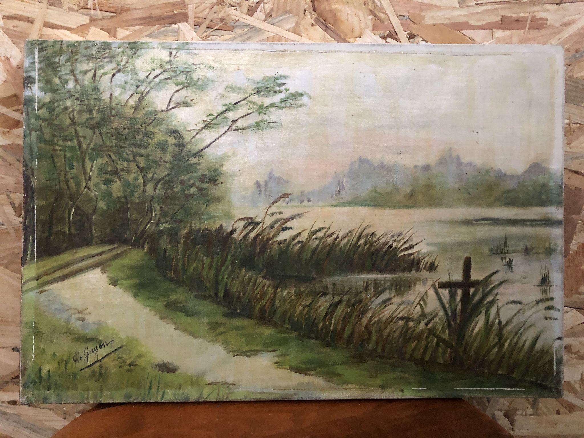 Old painting oil on canvas C. Guyon campaign in winter XIXth