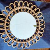 Round rattan mirror