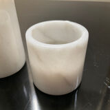 Trio of vintage candle holders in white marble