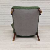 Fauteuil restauré, tissu vert bouteille