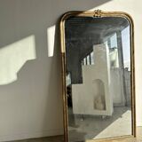 Large gilded mirror 19th century rounded corners mercury glass Louis XVI style