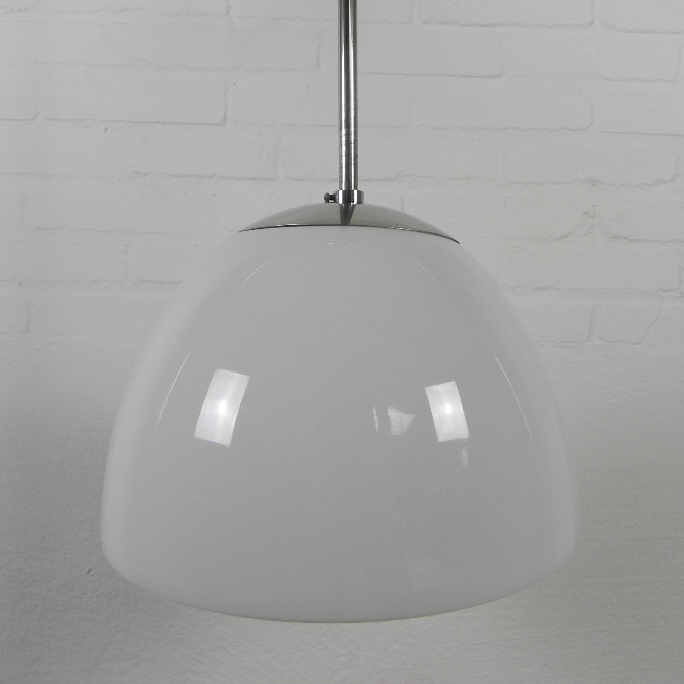 Old school lamp with large glass ball in opal glass, 1930s