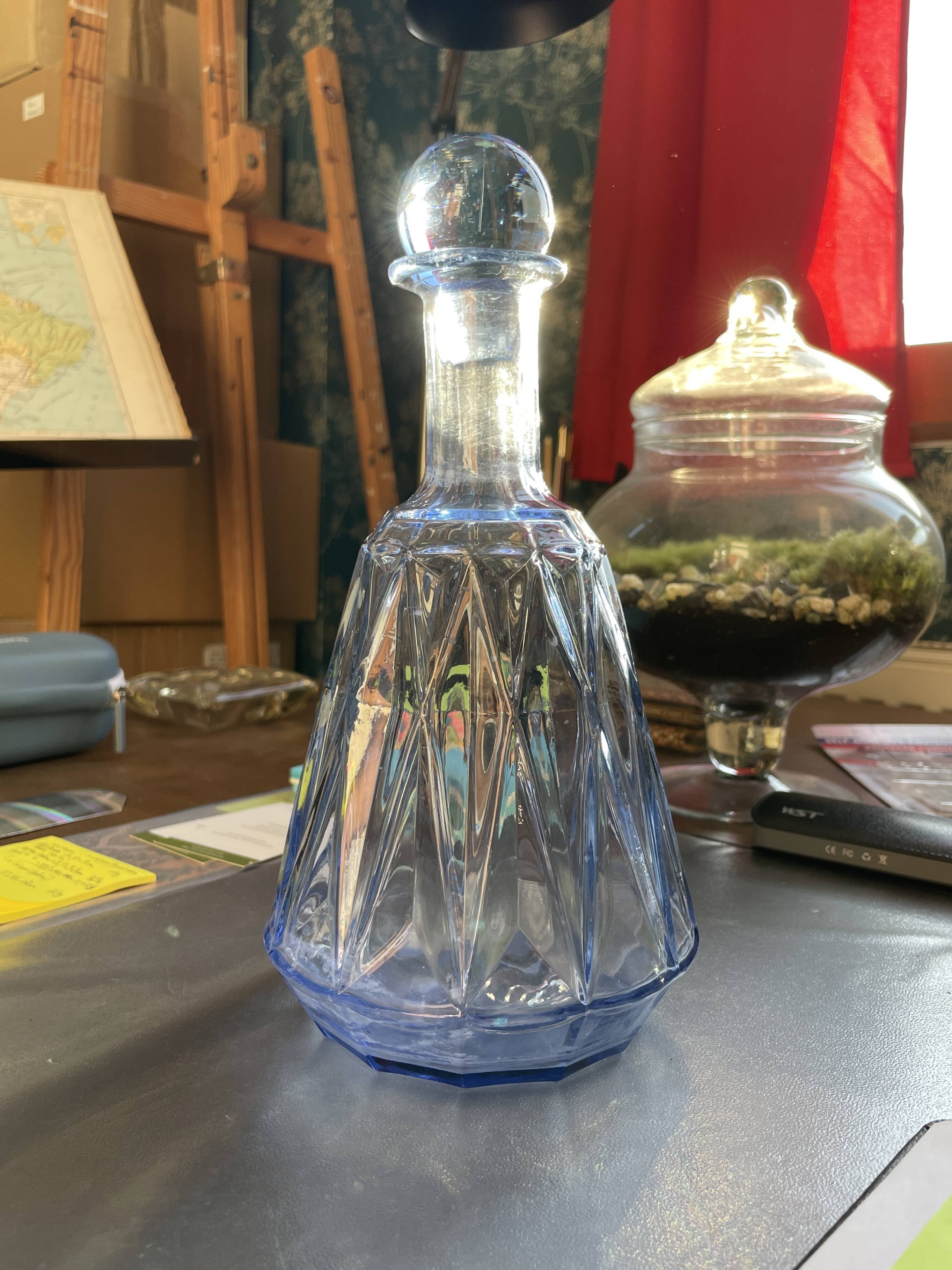 Blue glass carafe