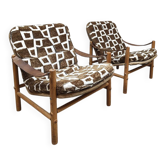 Chaises faciles 'Junker' suédoises vintage Bror Boije Dux 'style Safari'