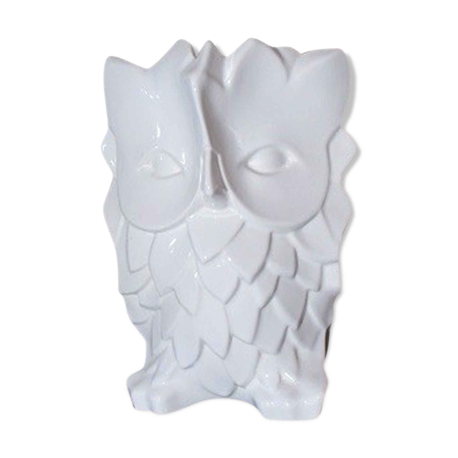 Contemporary vase in the shape of an owl, white ceramic