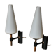 Pair opaline and brass wall lamps 50s