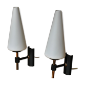 Pair opaline and brass wall lamps 50s