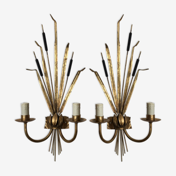 Pair of reed sconces