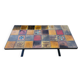 Coffee table attributed to Roche Bobois in enameled ceramic French 1970s vintage