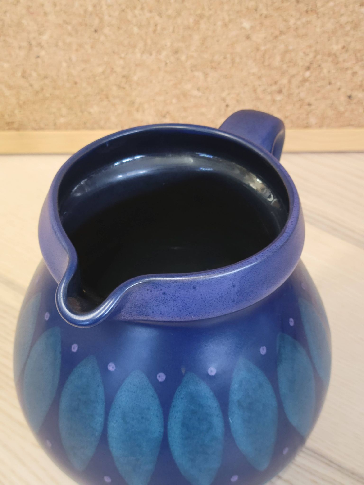 Vintage blue ceramic jug pitcher Porta Celi Spain