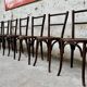 Set of 7 old Baumann bistro chairs in curved wood with round seat