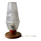 Small vintage bedside lamp in molded glass - 1950s