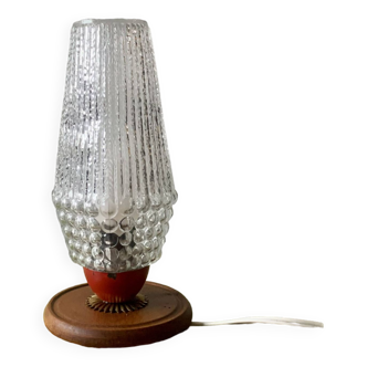 Petite lampe de chevet vintage en verre moulé - 1950
