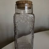 XL pressed glass jar 19th century cork stopper