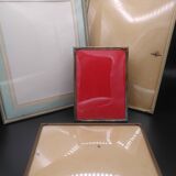 Set of 4 Danish photo frames 40s or 50s in curved glass