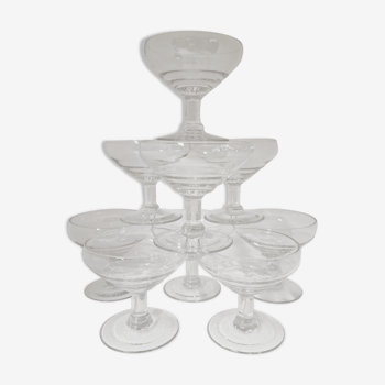 Lot 9 art deco champagne glasses