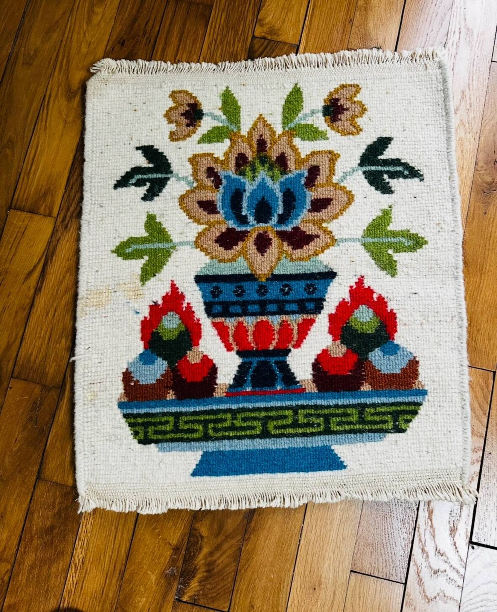 Ancient Tibetan wool rug