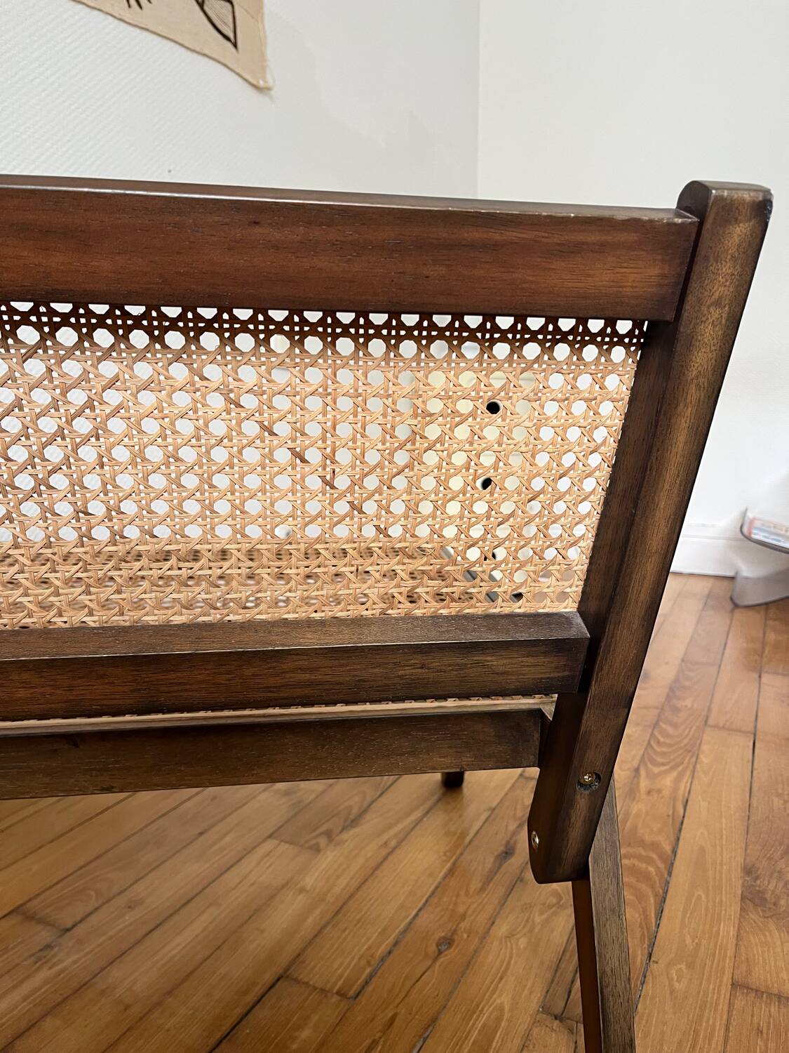 Vintage wooden and cane armchair