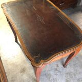 Desk, writing table with old glazed leather top