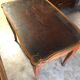 Bureau, table à écrire avec plateau cuir vitré ancien