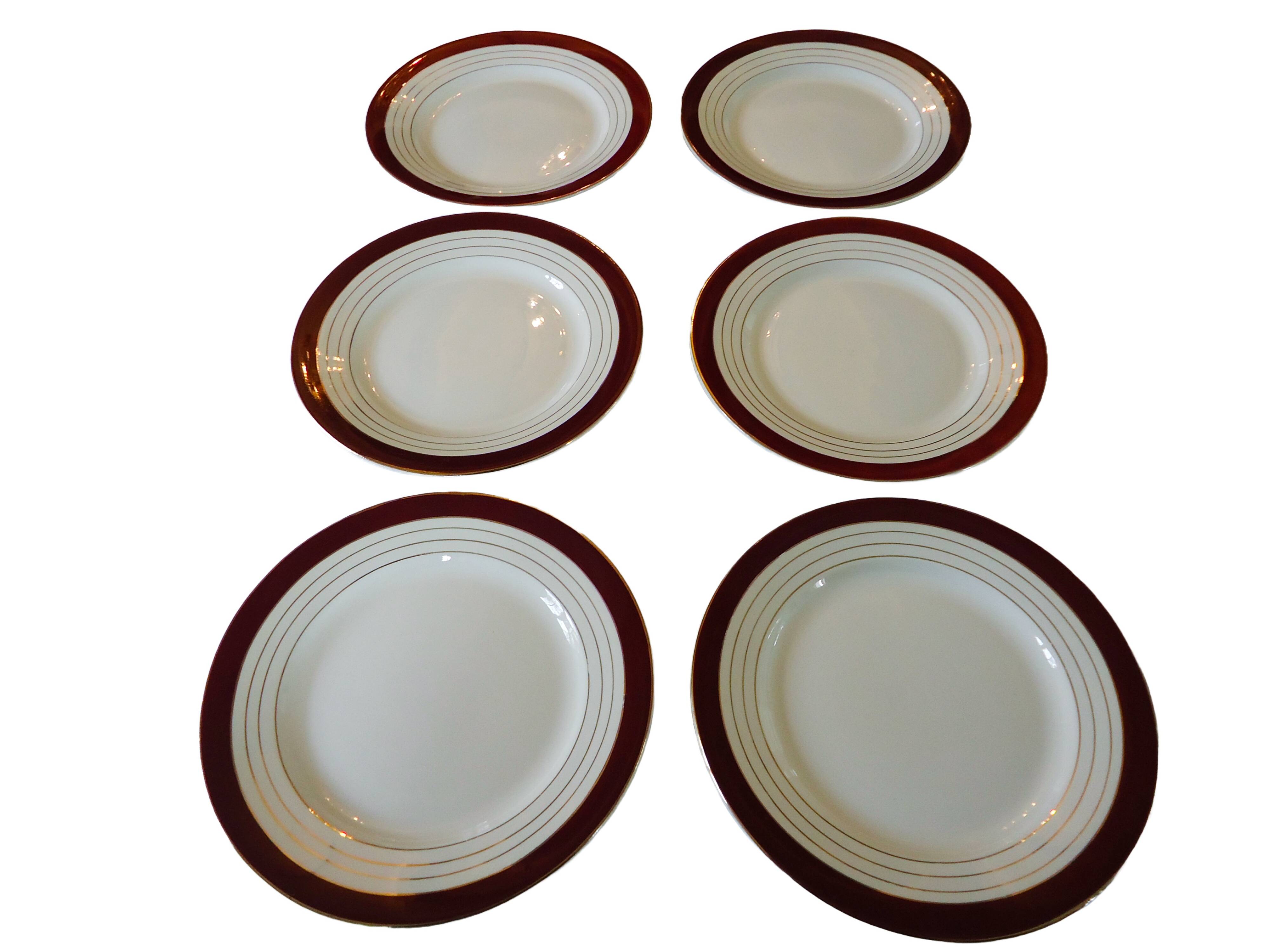 Flat plates opaque porcelain Digoin Sarreguemines model Pasteur