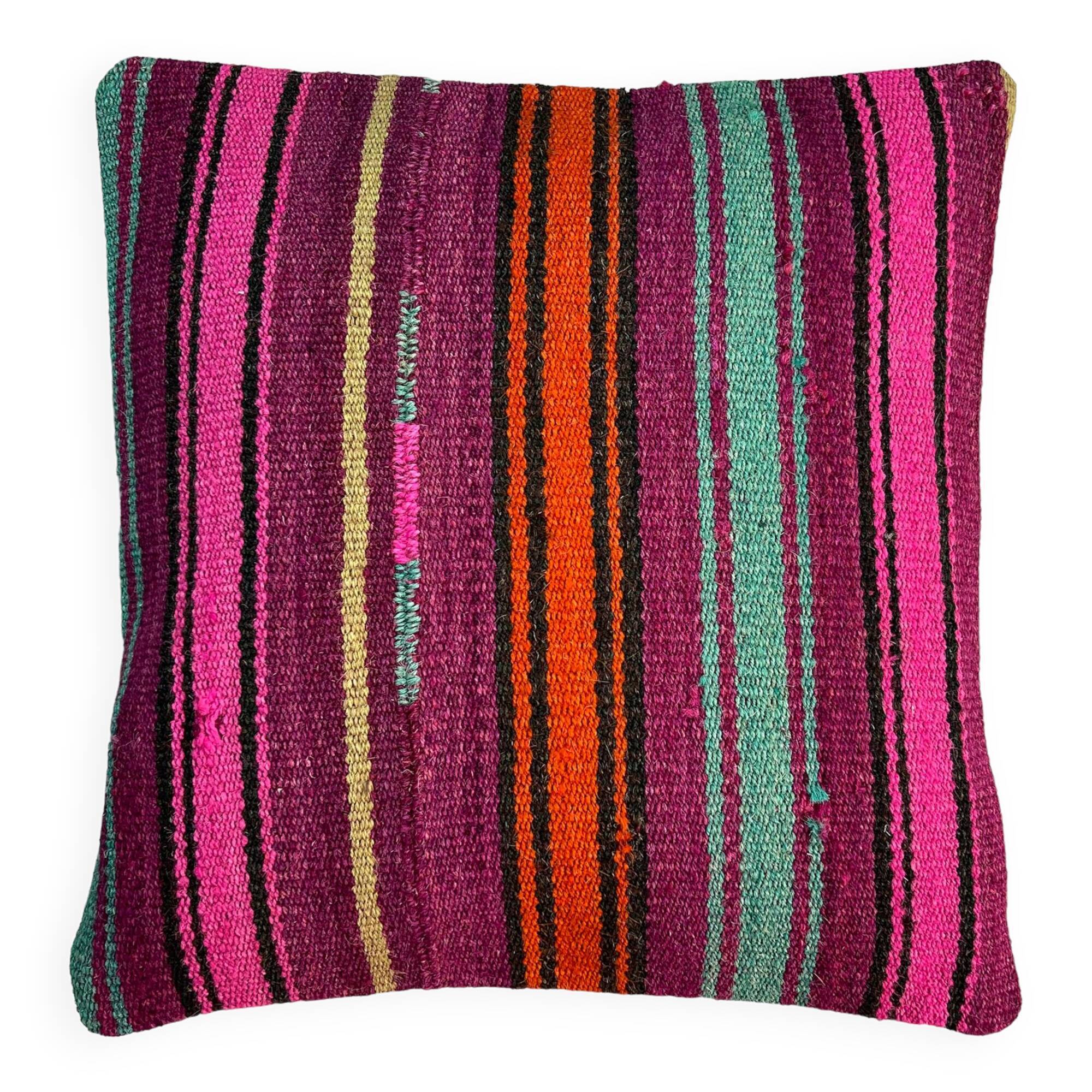 Vintage turkish kilim cushion cover , 40 x 40 cm