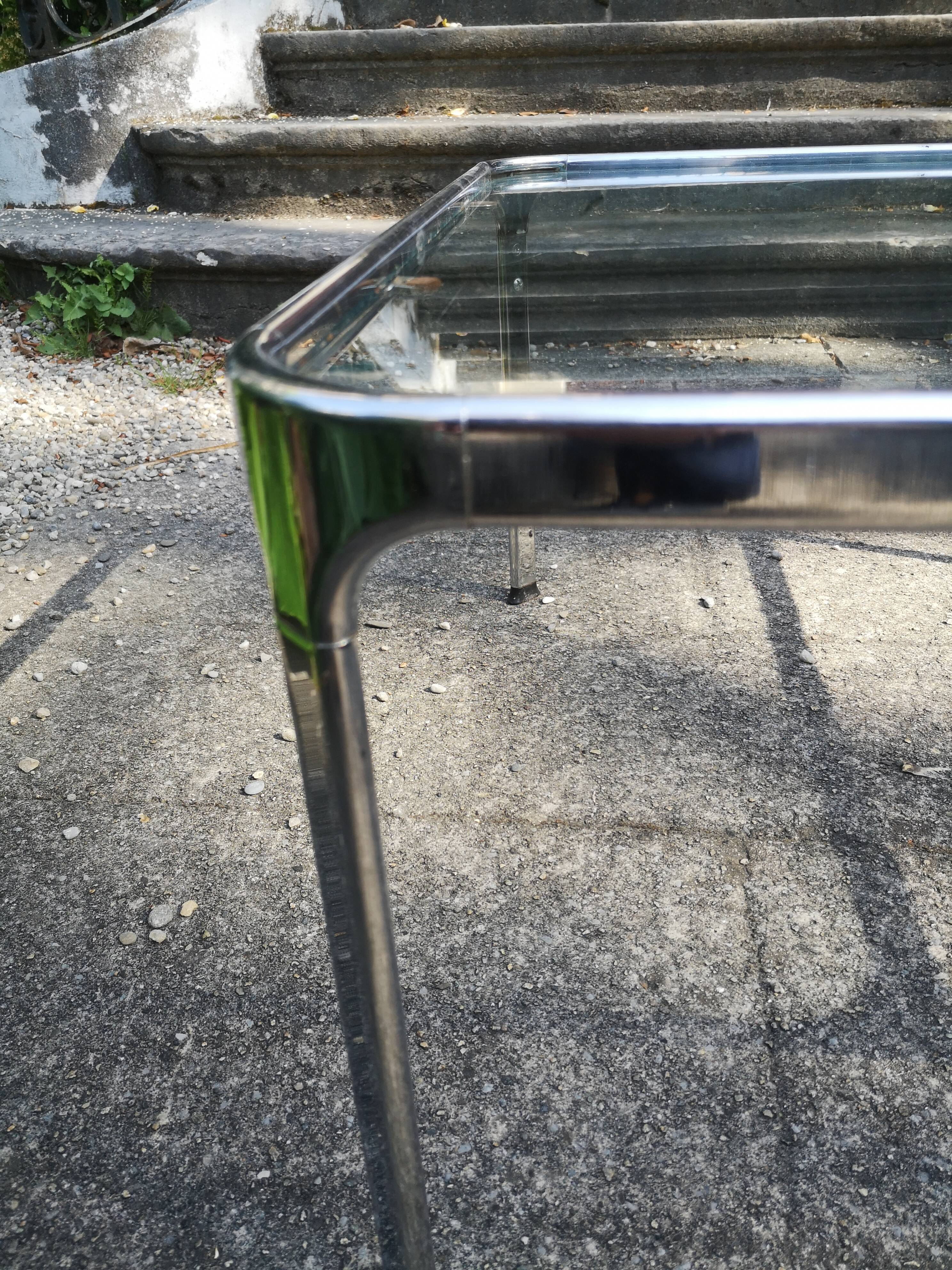 Vintage coffee table chrome and glass