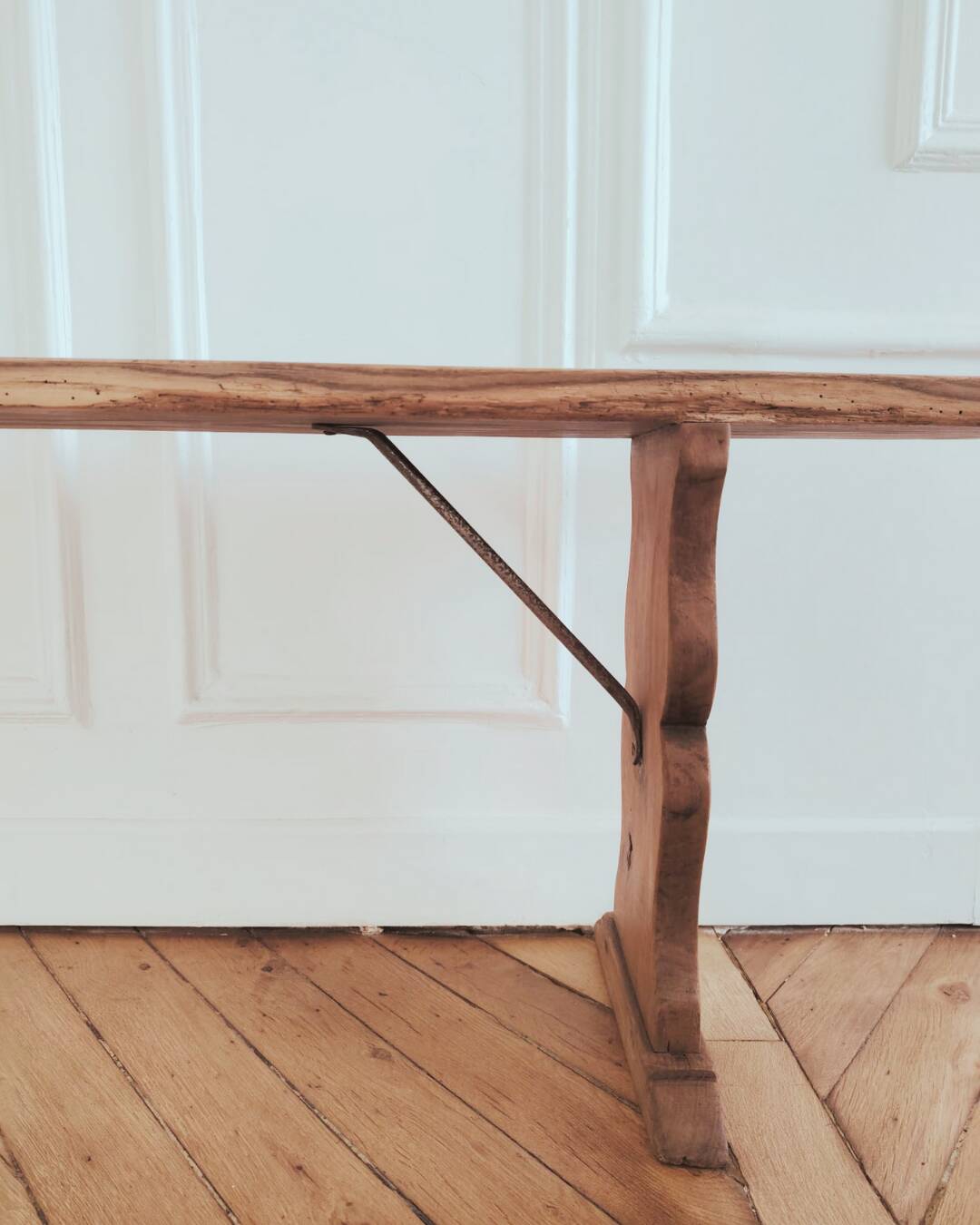 Renovated vintage bench, made of wood - 2 available, sold individually.