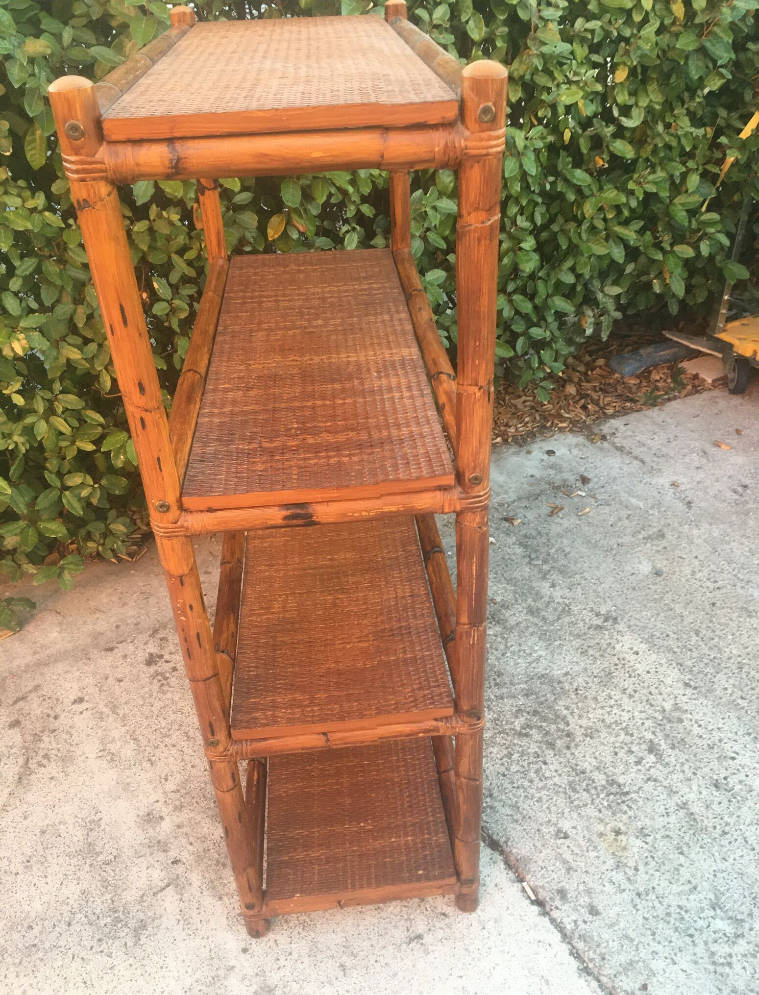 Vintage rattan and bamboo shelf
