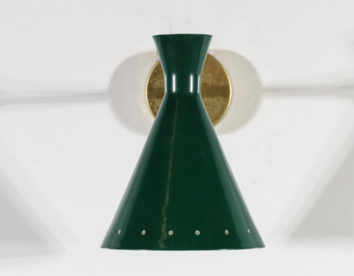 Pair wall lamps green casserole