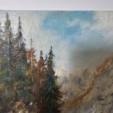 Painting - Oil on canvas View of the Ambérieu en Bugey mountain Signed Aimé Apul