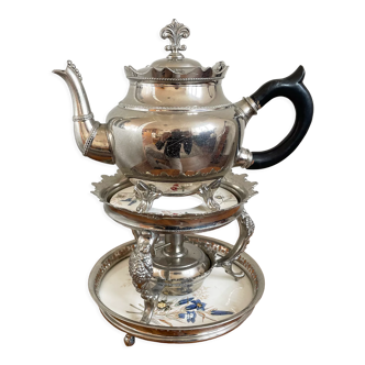 Silver-Plated J.N. Daalderop & Zn. Kettle, Burner and Stand, Chafing Dish, Teapot Warmer, Antique