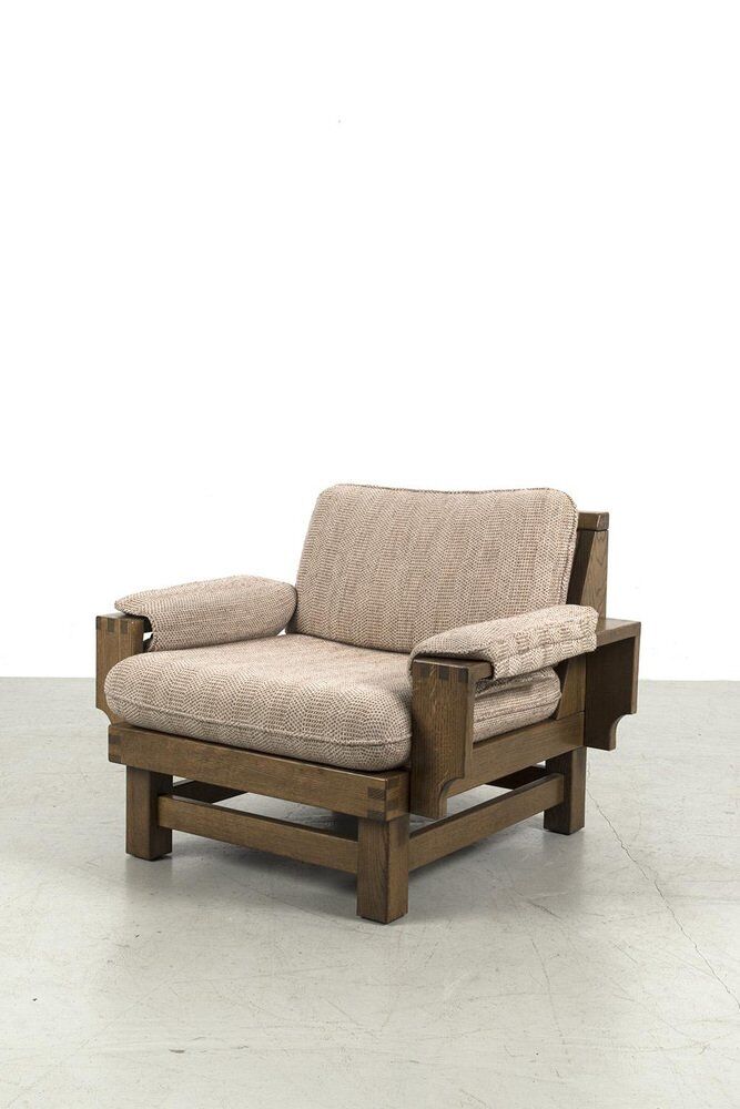 Vintage Brutalist Oak Armchair