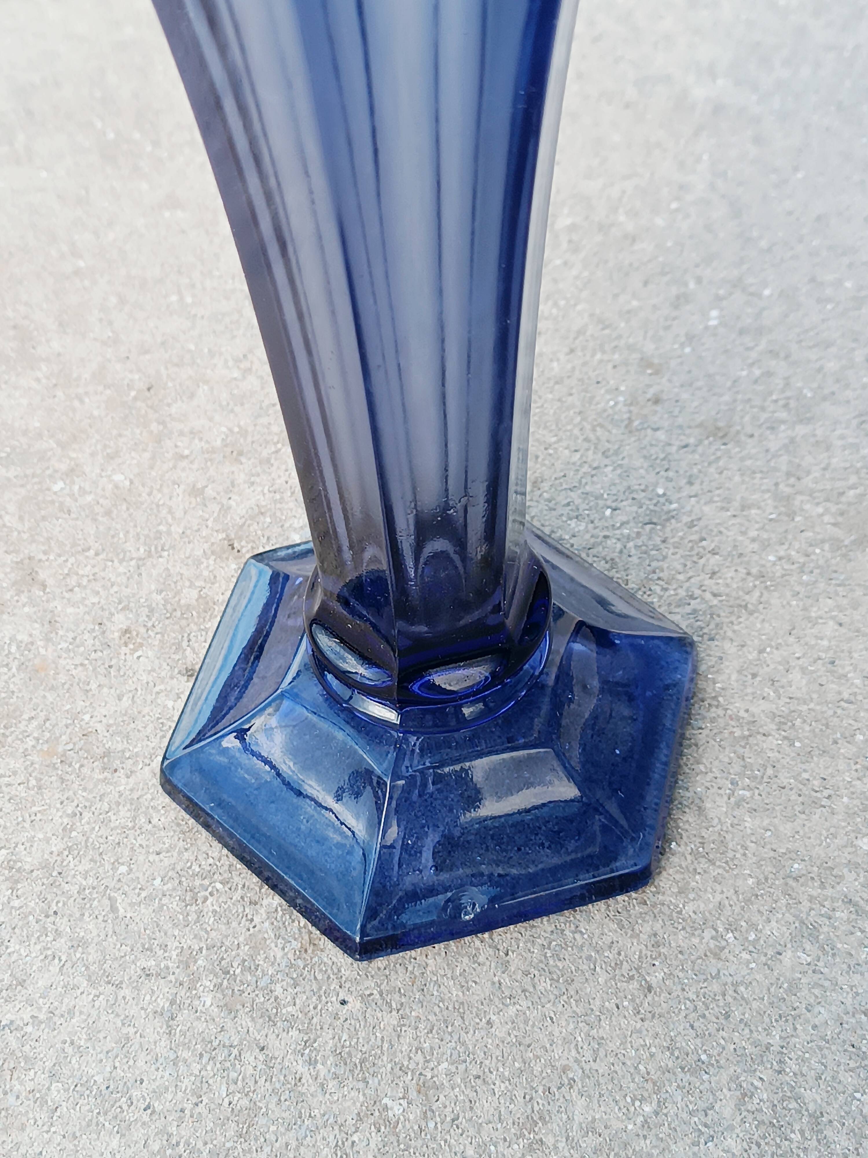 Val Saint Lambert blue art deco vase