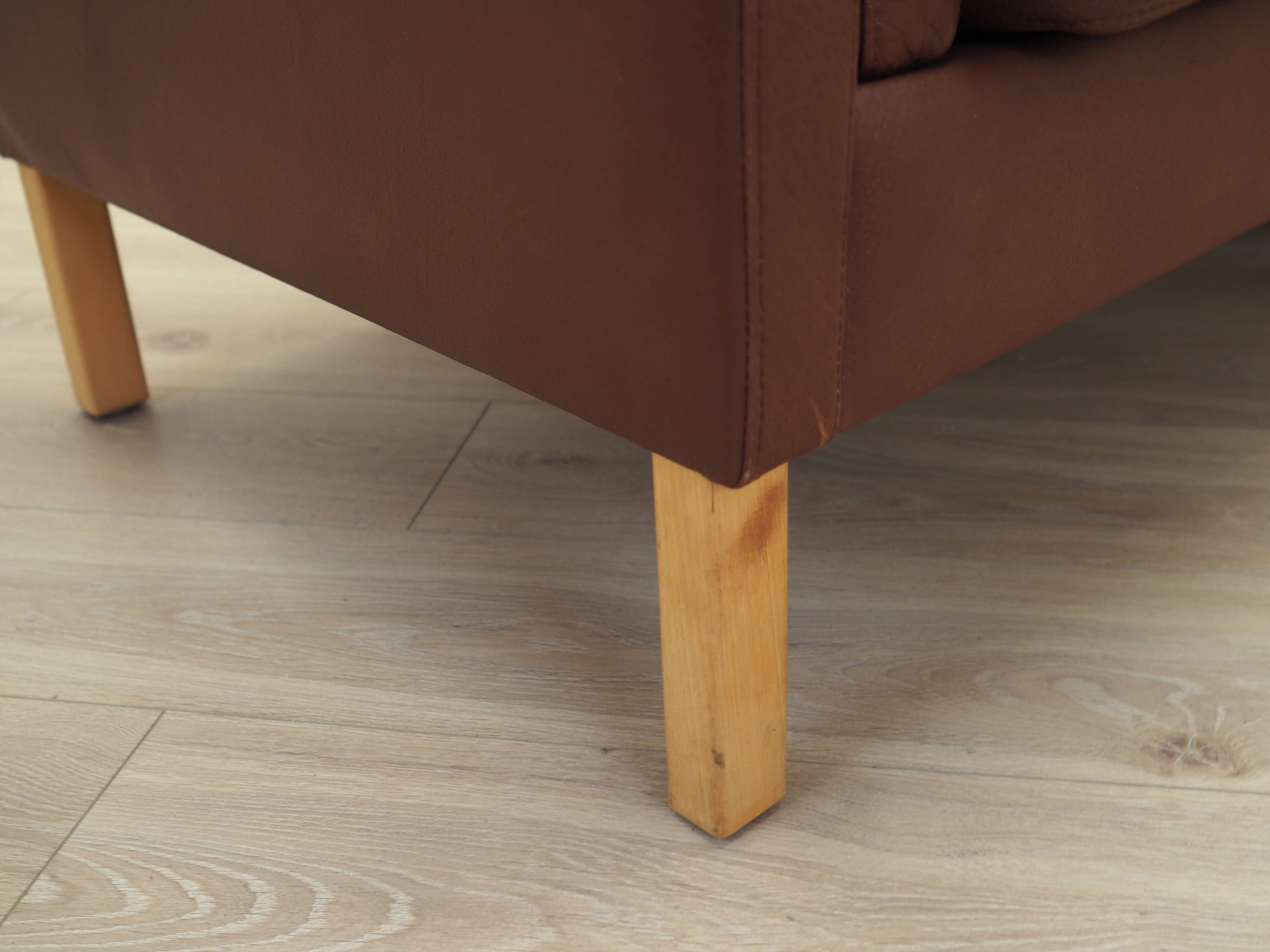 Brown leather sofa, Danish design, 1970s, production: Denmark