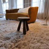 Sculptural stool in stained pine, attributed to Ingvar Hildingsson, Sweden 1970.