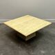 Large Vintage Brute Travertine Square Coffee Table, France 1970s.
