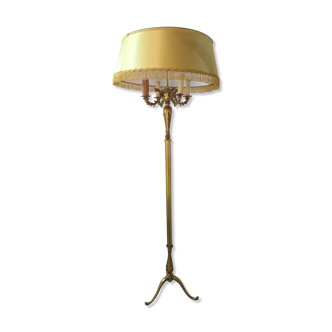 Floor lamp gilded bronze tripod 4 fires