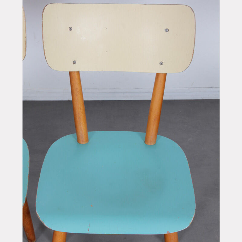 Pair of vintage wooden chairs produced by Ton, 1960
