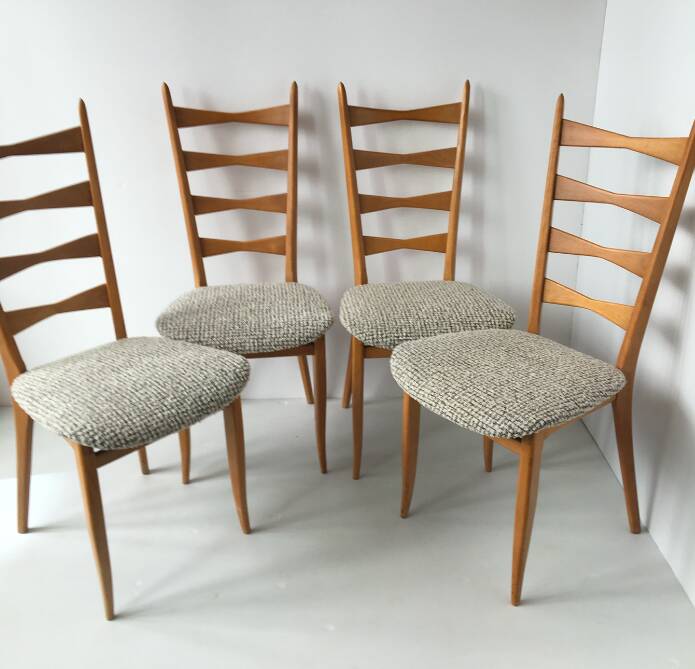 Series of 4 vintage chairs refurbished
