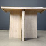 Console vintage en travertin et laiton, années 1970