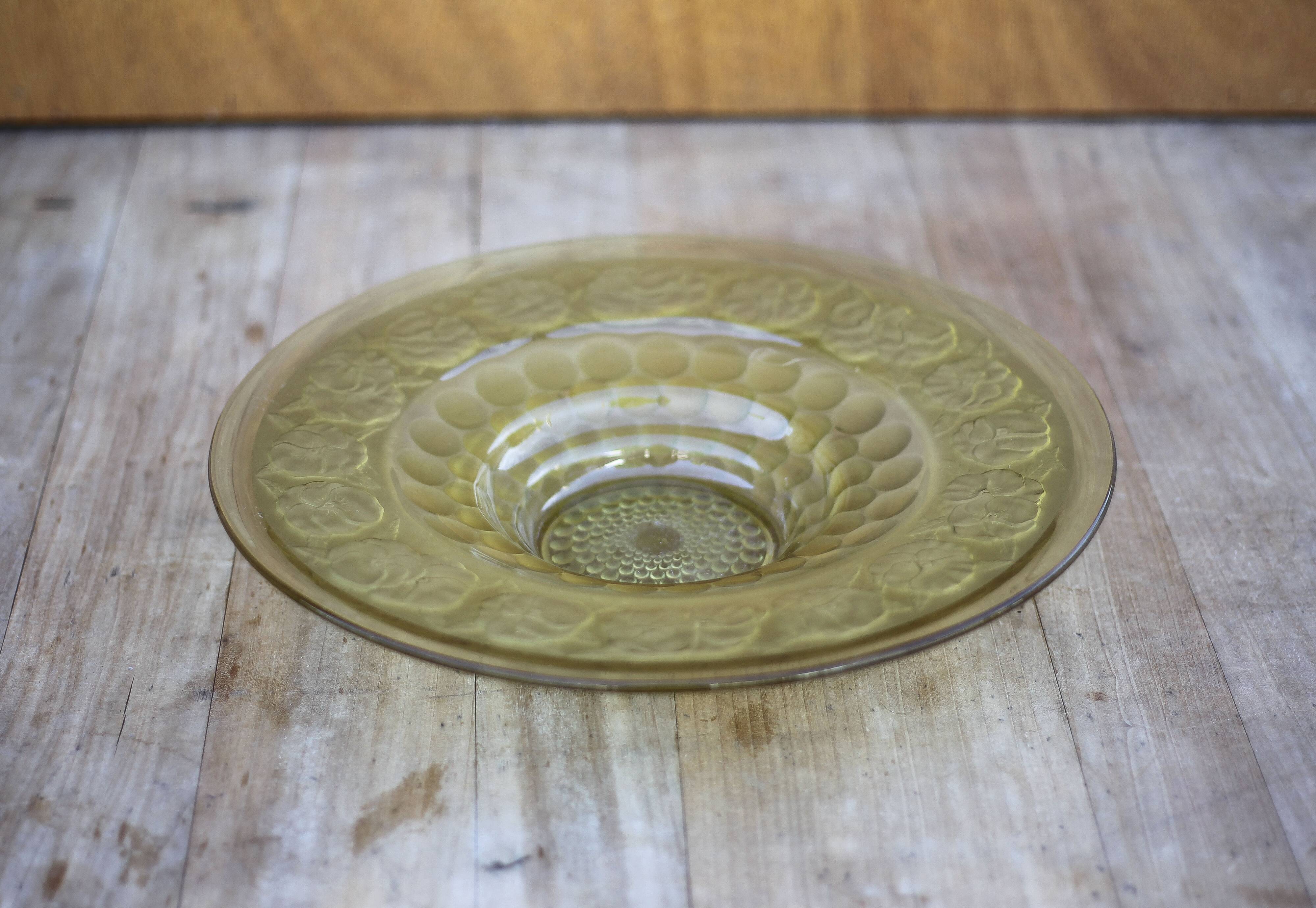 Art Deco molded glass bowl, fruit bowl, centerpiece