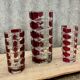 3 vases en cristal transparent et rouge rubis – J.G. Durand, Luminarc