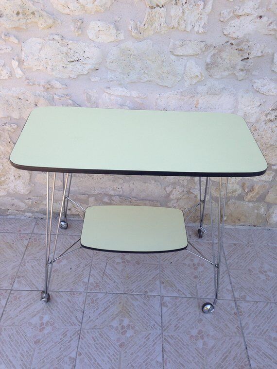 Side table / formica vintage yellow and black TV stand