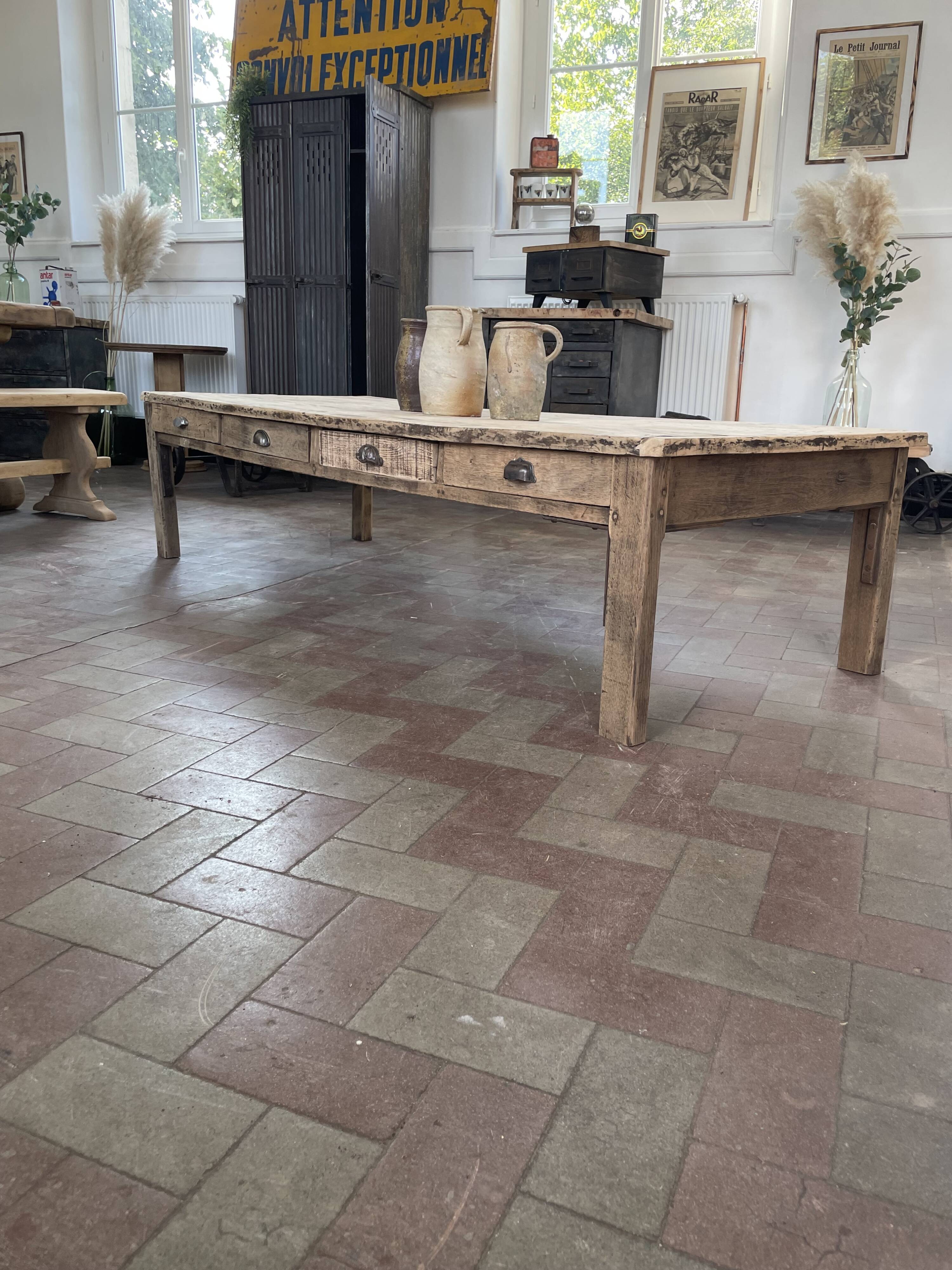 Large farmhouse coffee table with 8 drawers